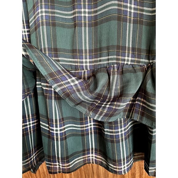 Torrid Women's 3, 3X, 22-24 Green Plaid Chiffon Ruffled Surplice Crop Top NWT * - Picture 4 of 10